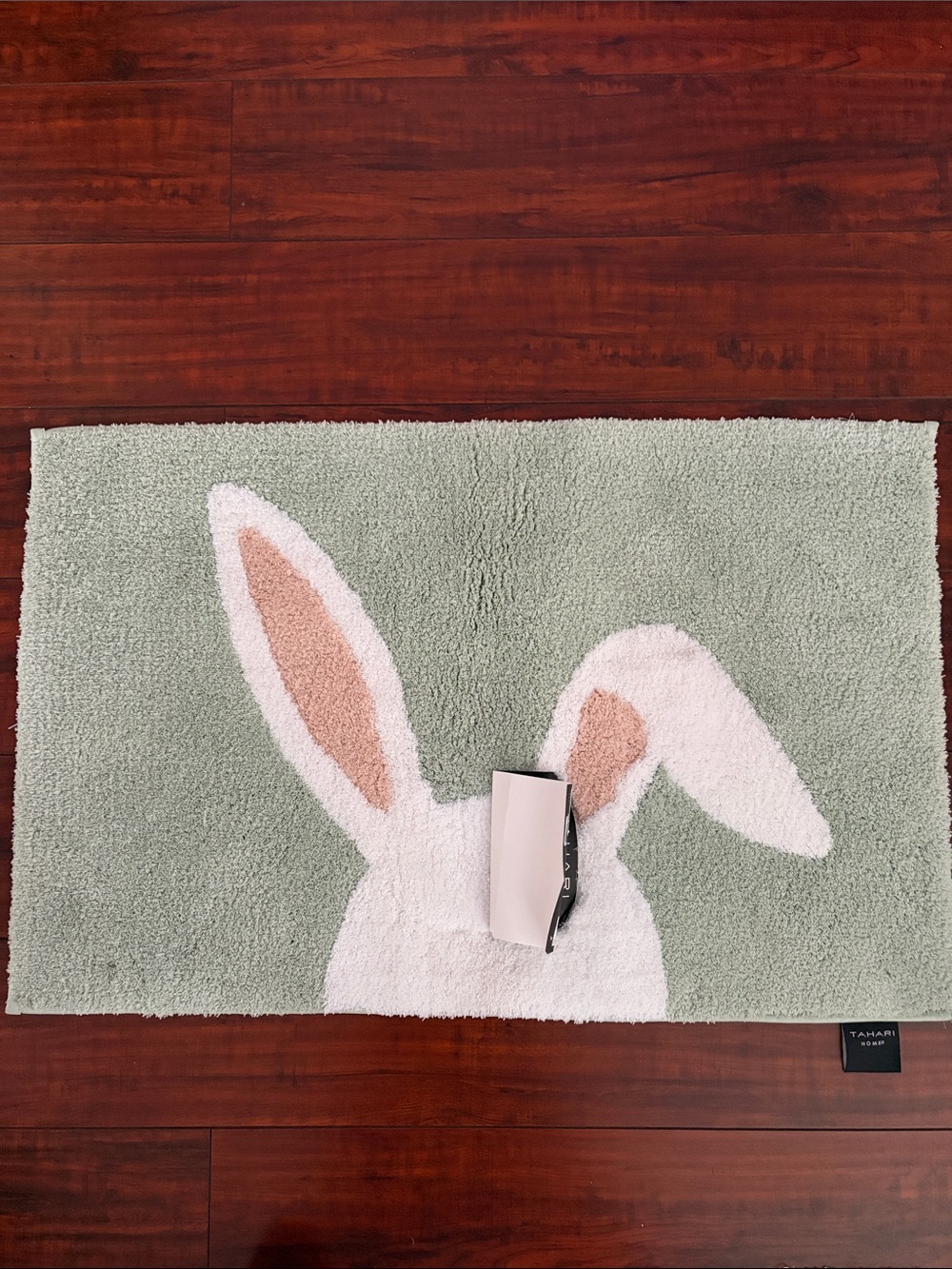 Tahari Bunny Ear Door Mat in Sage Green, White and Pink